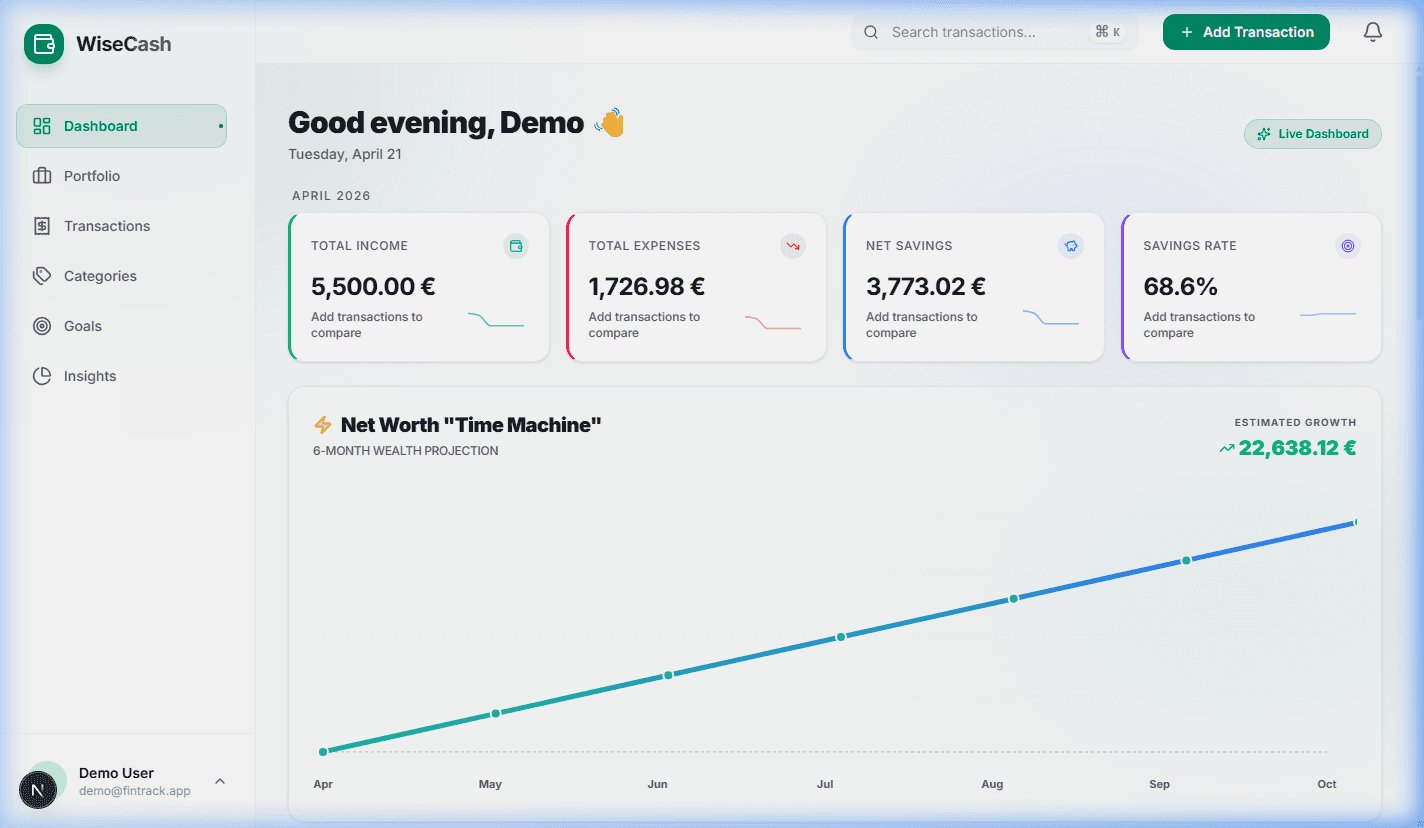 WiseCash Dashboard Preview