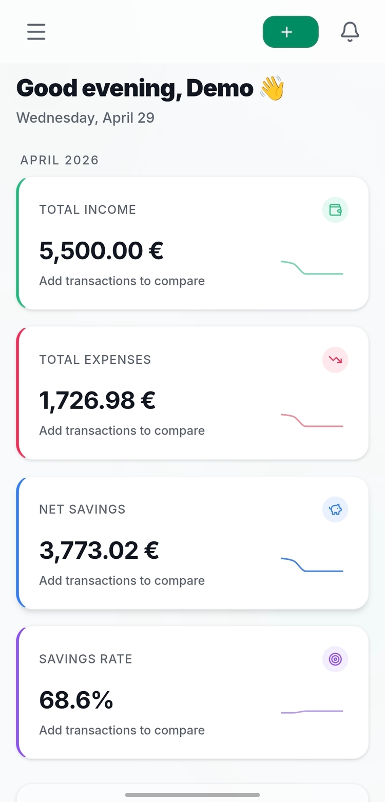 WiseCash Mobile Dashboard Preview